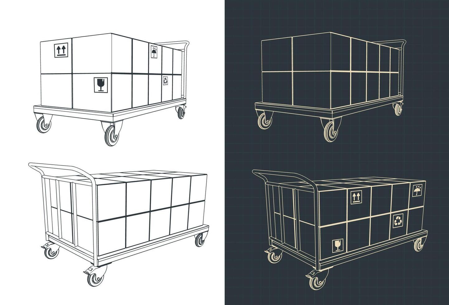 Platform trolley sketches vector