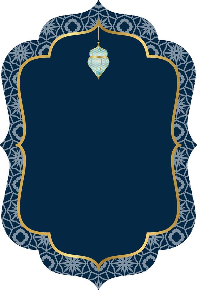 Arabic, Islamic Background with Lantern Blue, Beige, Gold vector