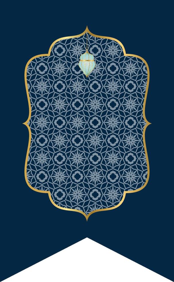 Arabic, Islamic Background with Lantern Blue, Beige, Gold vector
