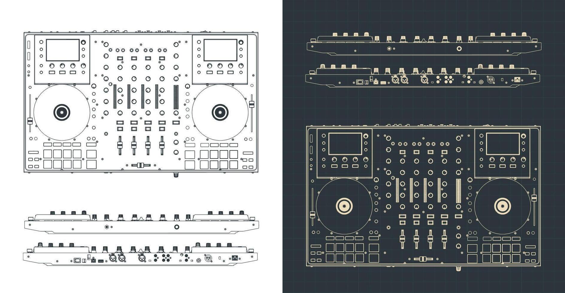 DJ controller blueprints illustration vector