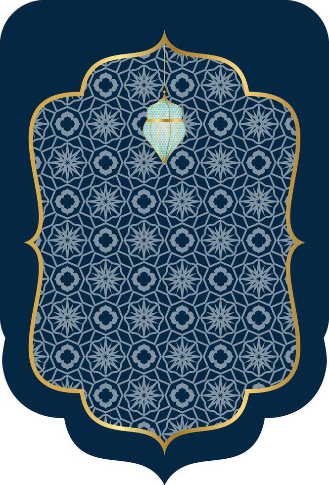 Arabic, Islamic Background with Lantern Blue, Beige, Gold vector