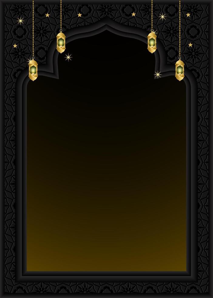 Islamic arabic Background black with lantern vector