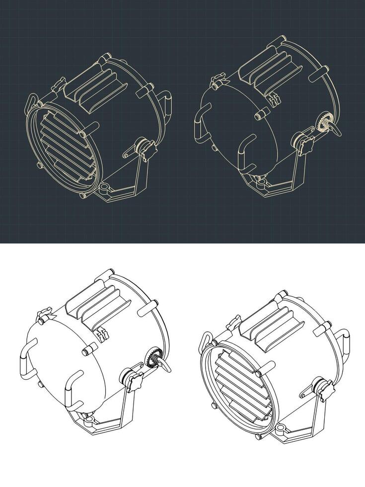 Signal Lamp isometric blueprints vector