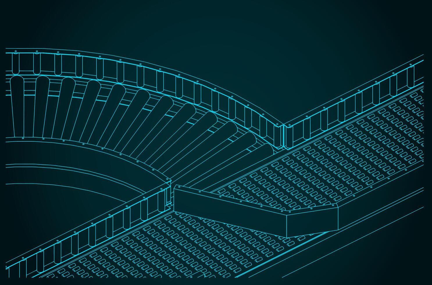 Divergent conveyor close-up vector