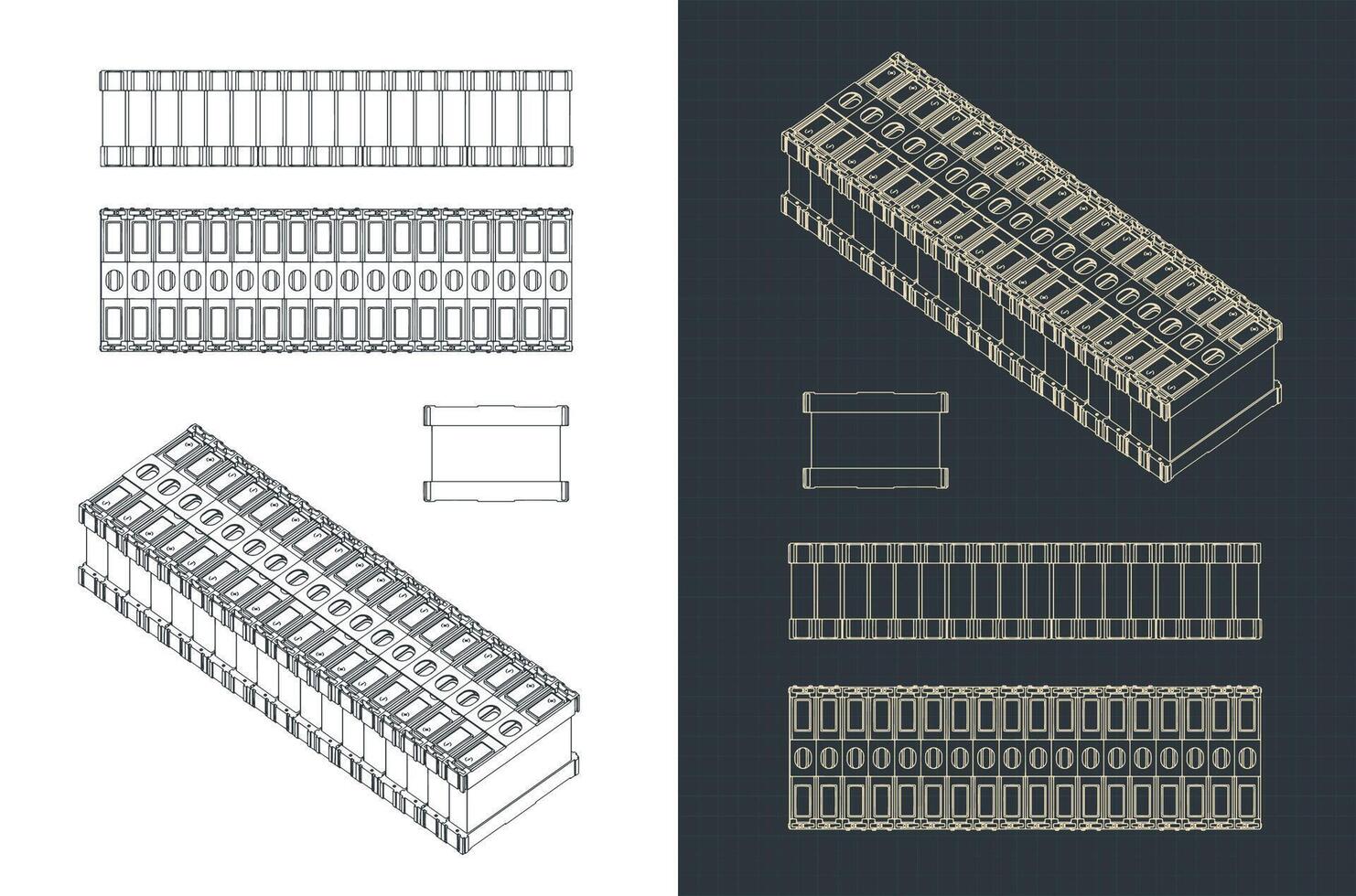 Battery module blueprints vector