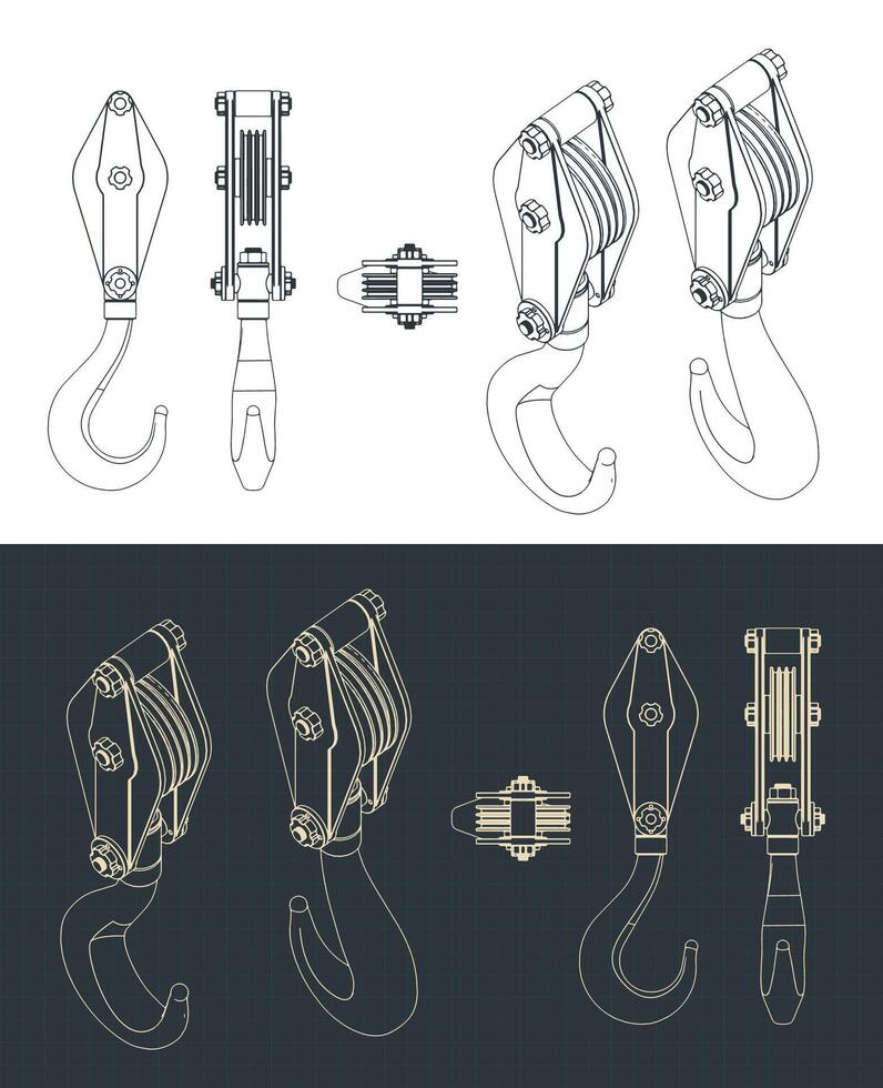 Crane hook drawings vector