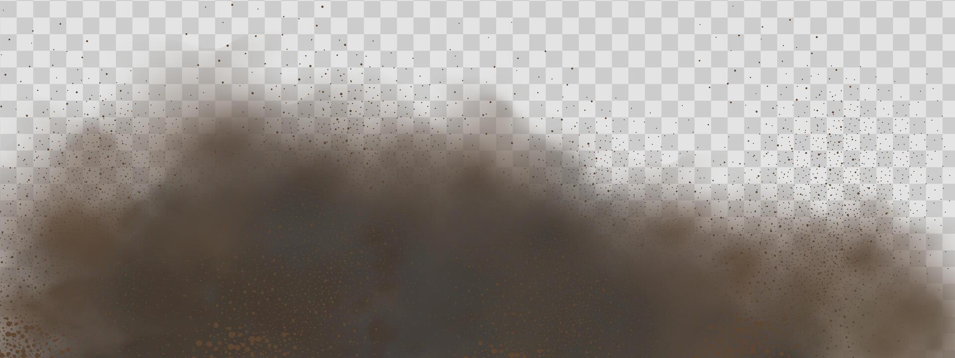 Background of a sand explosion with dirt and cloud smoke. Brown sandstorm splash and dirty ground with a textured wind effect.Yellow flying particles and stone. vector