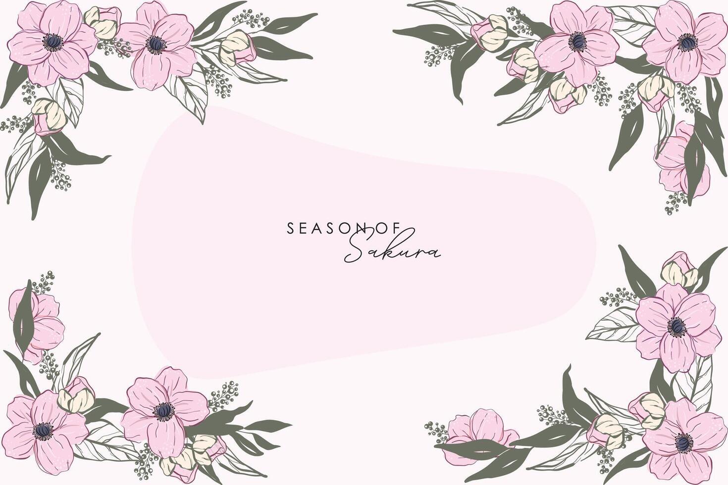 Spring cherry blossom Sakura bloom floral frame vector