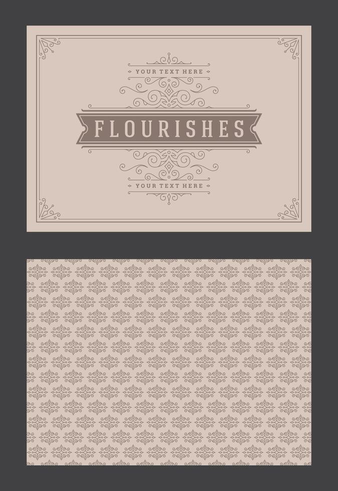 Vintage ornament greeting card calligraphic ornate swirls and vignettes frame design template vector