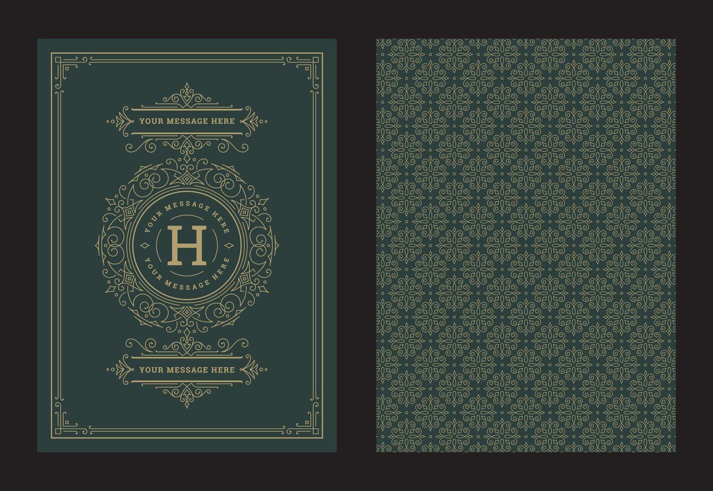 Vintage ornament greeting card calligraphic ornate swirls and vignettes frame design template vector