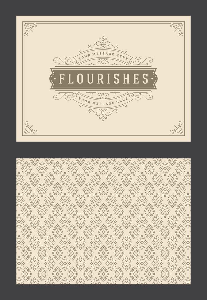 Vintage ornament greeting card calligraphic ornate swirls and vignettes frame design template vector