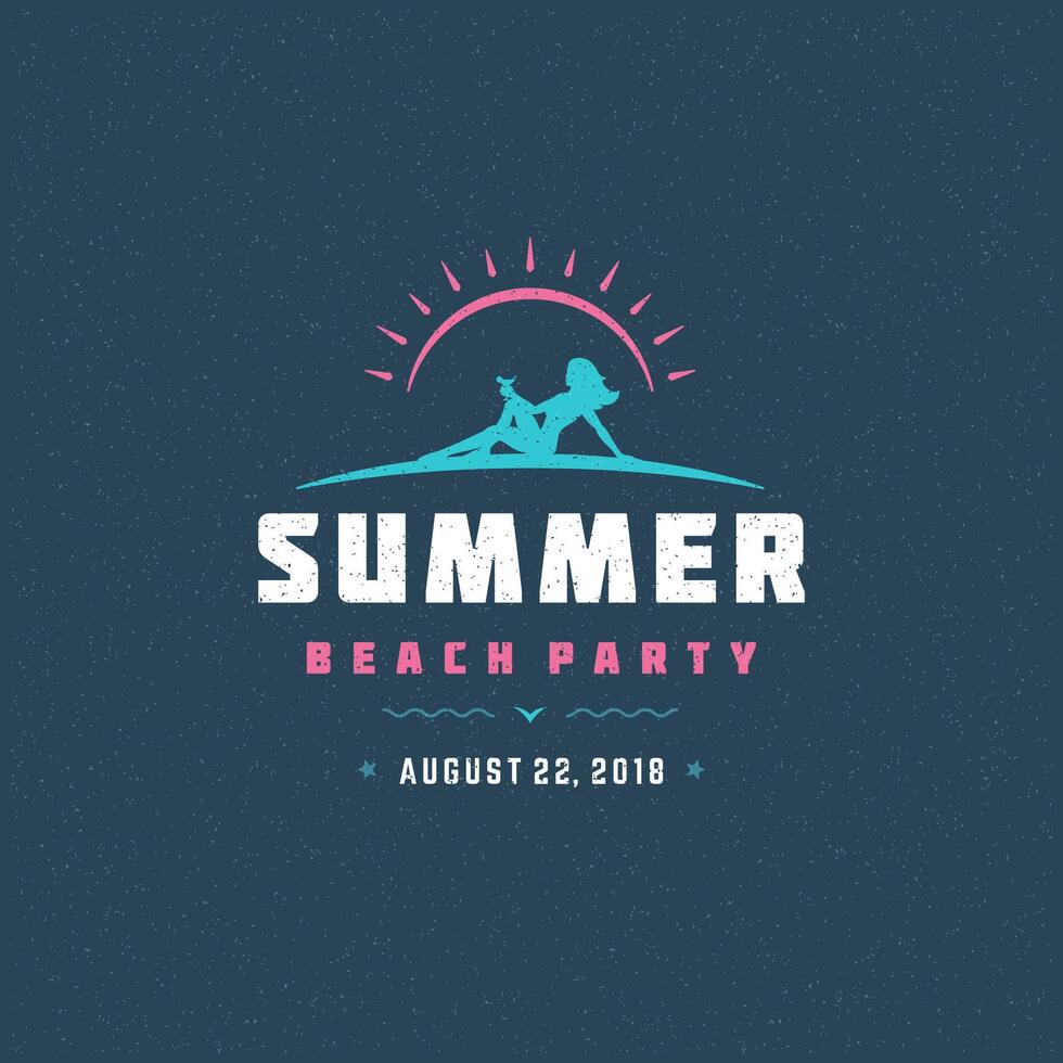 Summer beach party label or badge typography slogan design vector