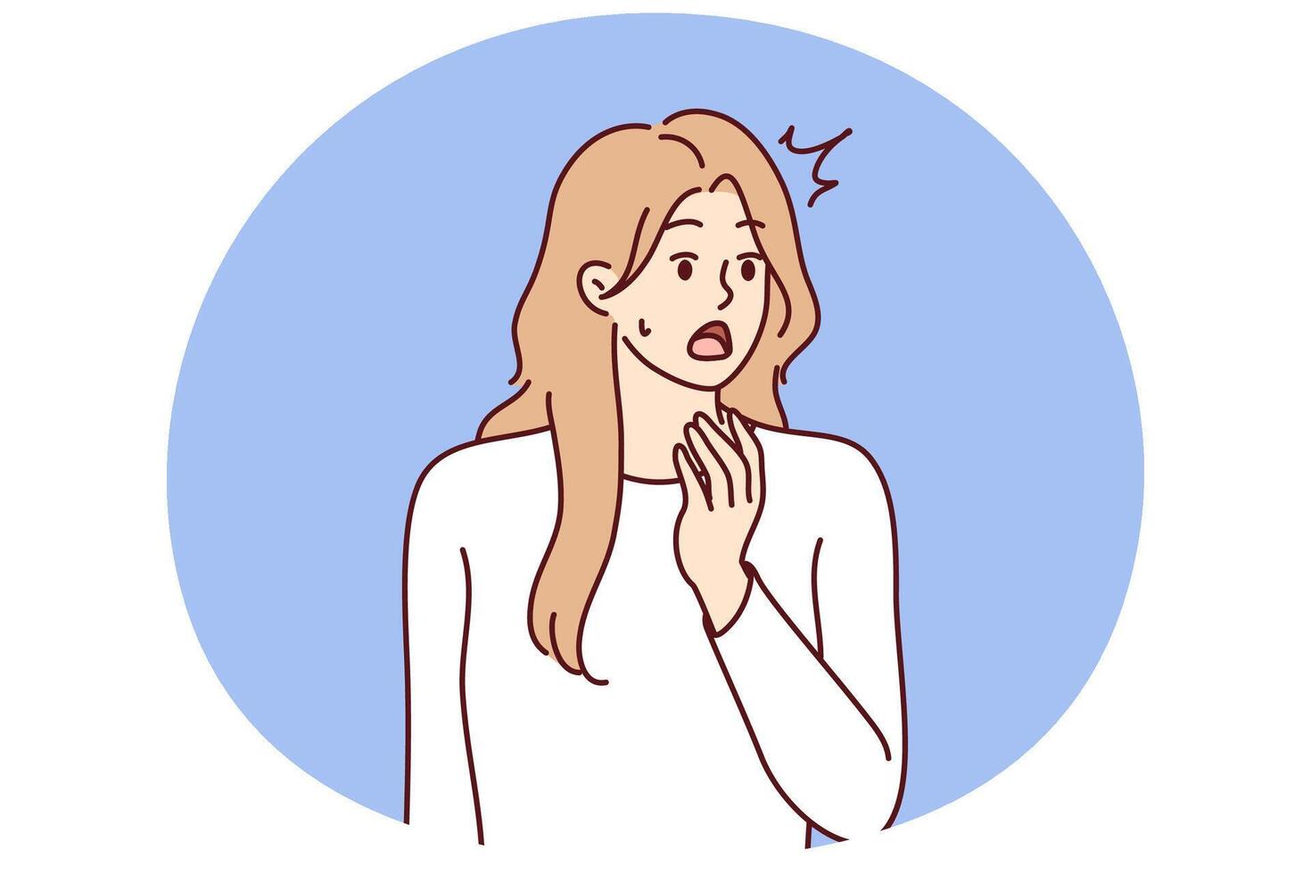 Young woman opens mouth when she sees unexpected event or experiences shock reaction vector