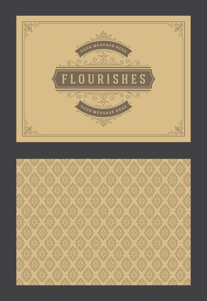 Vintage ornament greeting card calligraphic ornate swirls and vignettes frame design template vector