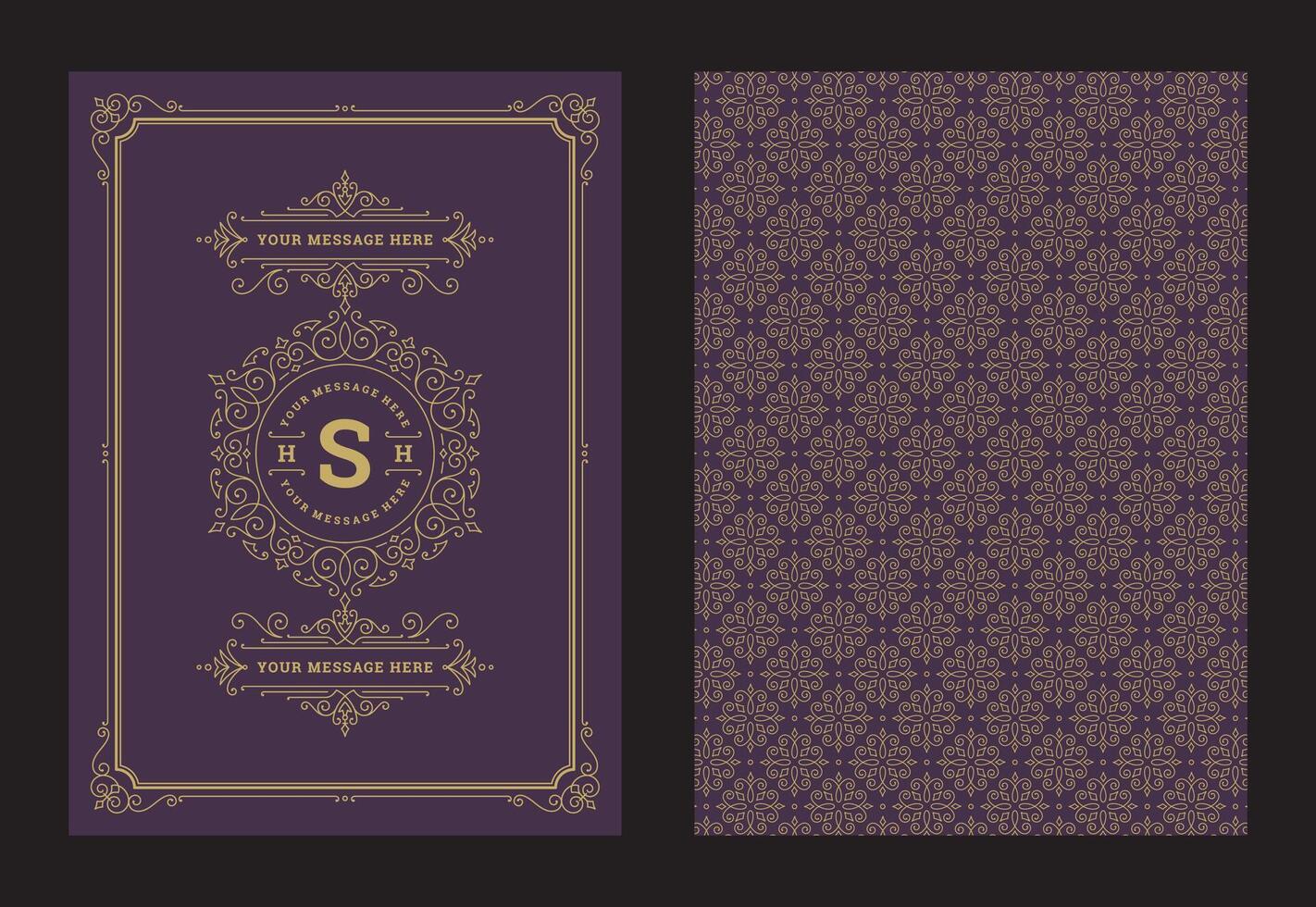 Vintage ornament greeting card calligraphic ornate swirls and vignettes frame design template vector