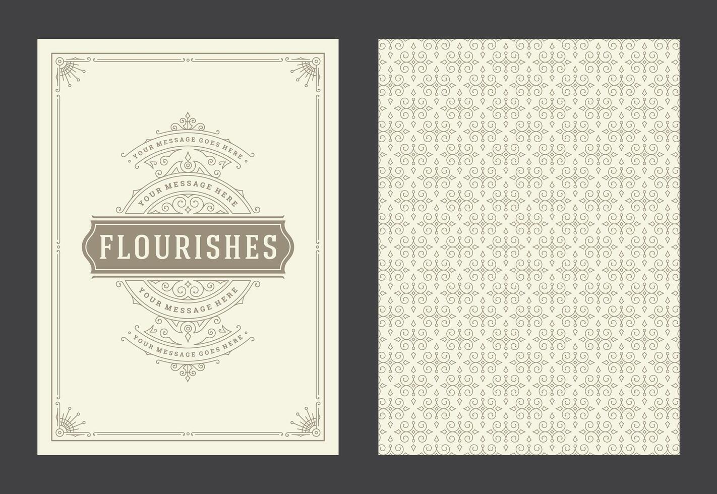 Vintage ornament greeting card calligraphic ornate swirls and vignettes frame design template vector