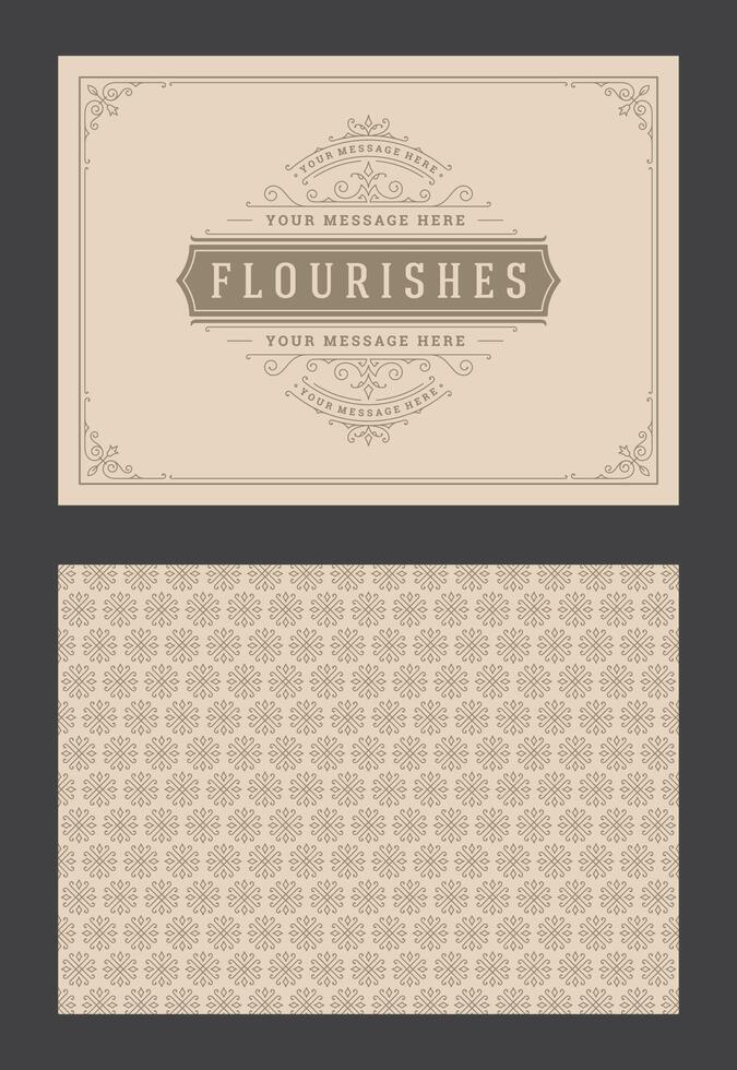Vintage ornament greeting card calligraphic ornate swirls and vignettes frame design template vector