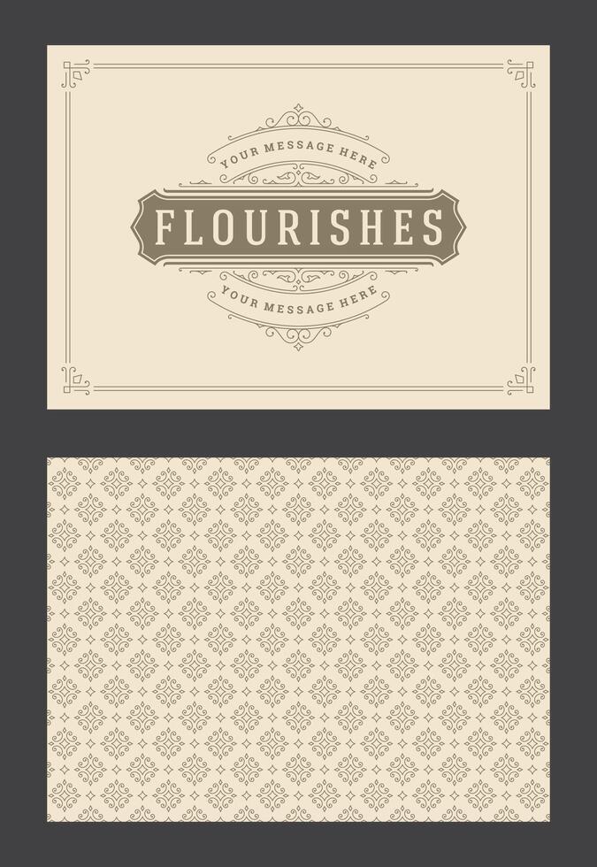 Vintage ornament greeting card calligraphic ornate swirls and vignettes frame design template vector