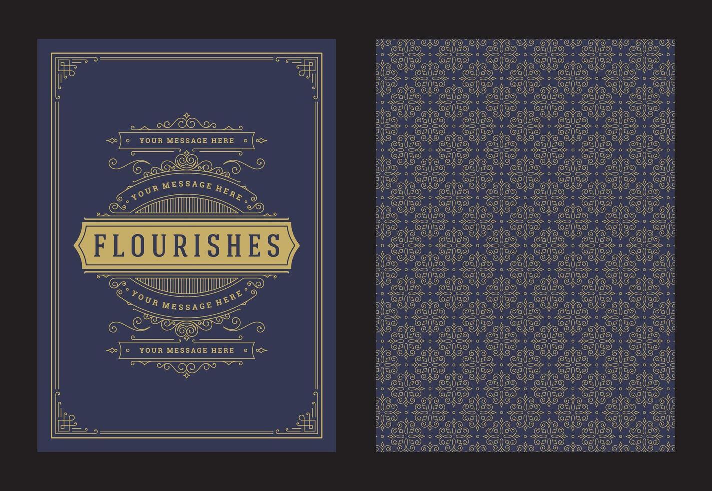Vintage ornament greeting card calligraphic ornate swirls and vignettes frame design template vector