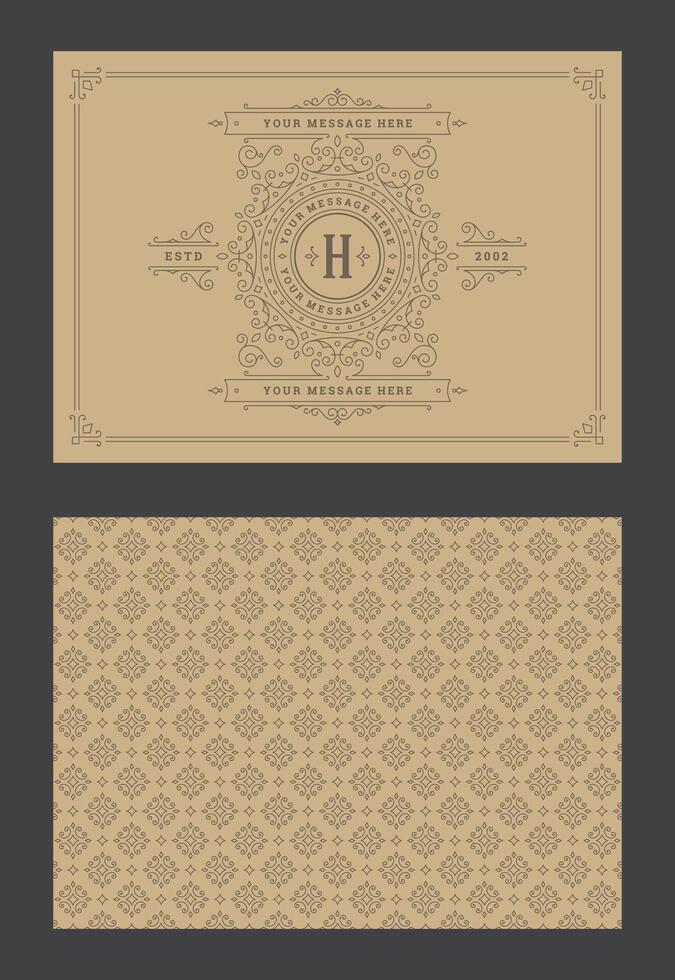 Vintage ornament greeting card calligraphic ornate swirls and vignettes frame design template vector