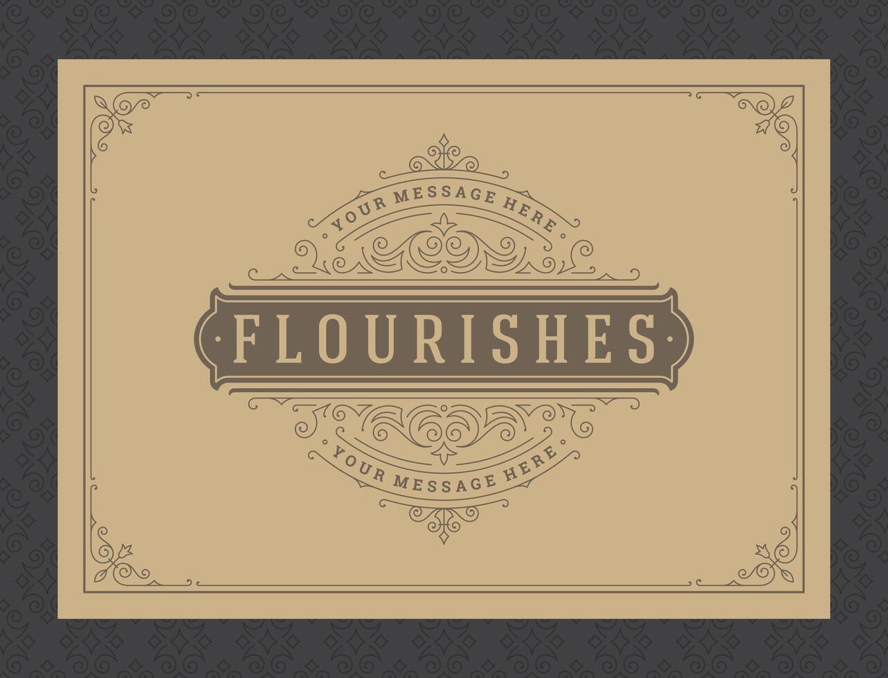 Vintage ornament greeting card calligraphic ornate swirls and vignettes frame design template vector