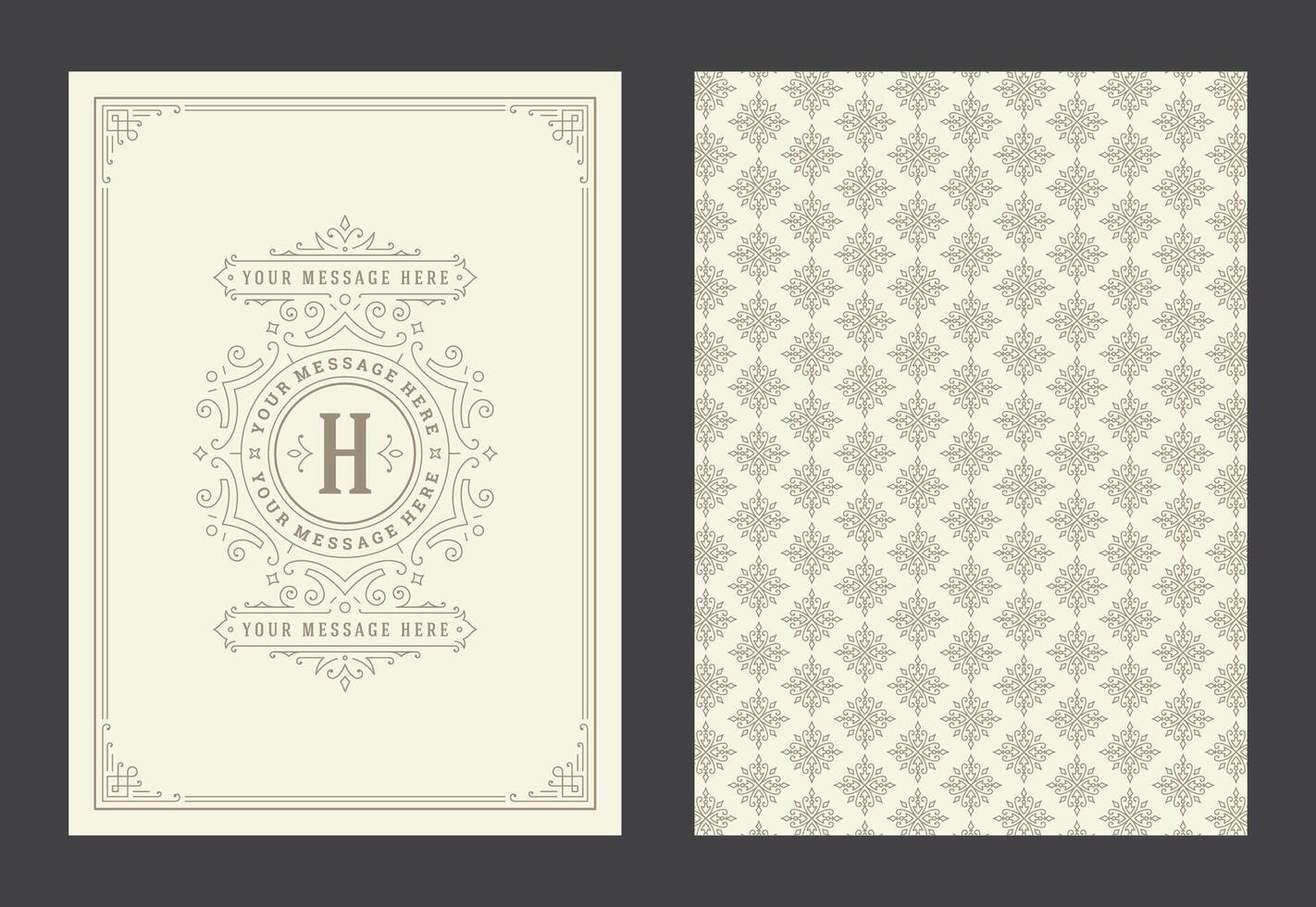 Vintage ornament greeting card calligraphic ornate swirls and vignettes frame design template vector