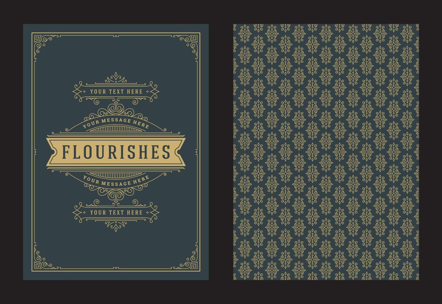 Vintage ornament greeting card calligraphic ornate swirls and vignettes frame design template vector