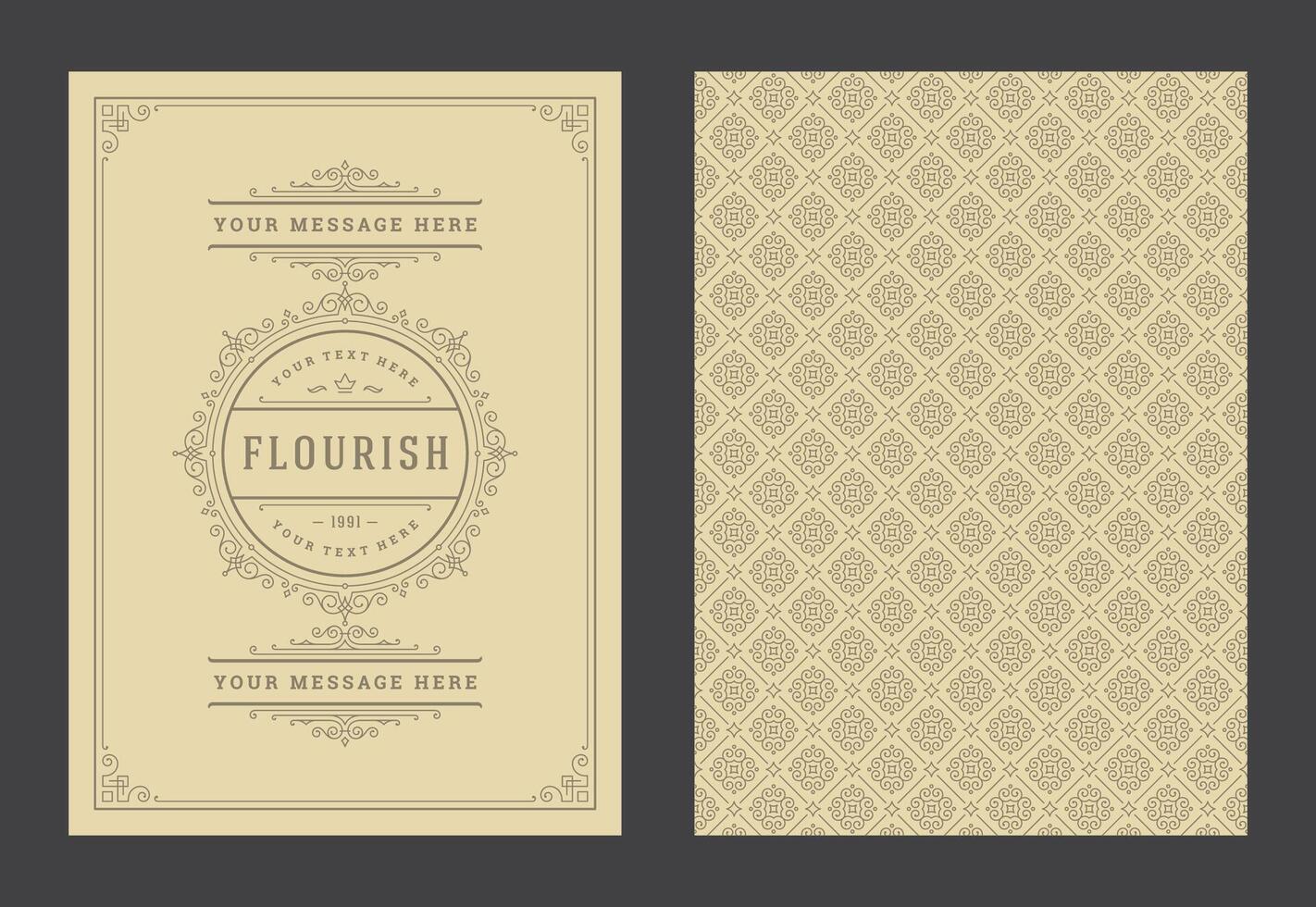 Vintage ornament greeting card calligraphic ornate swirls and vignettes frame design template vector