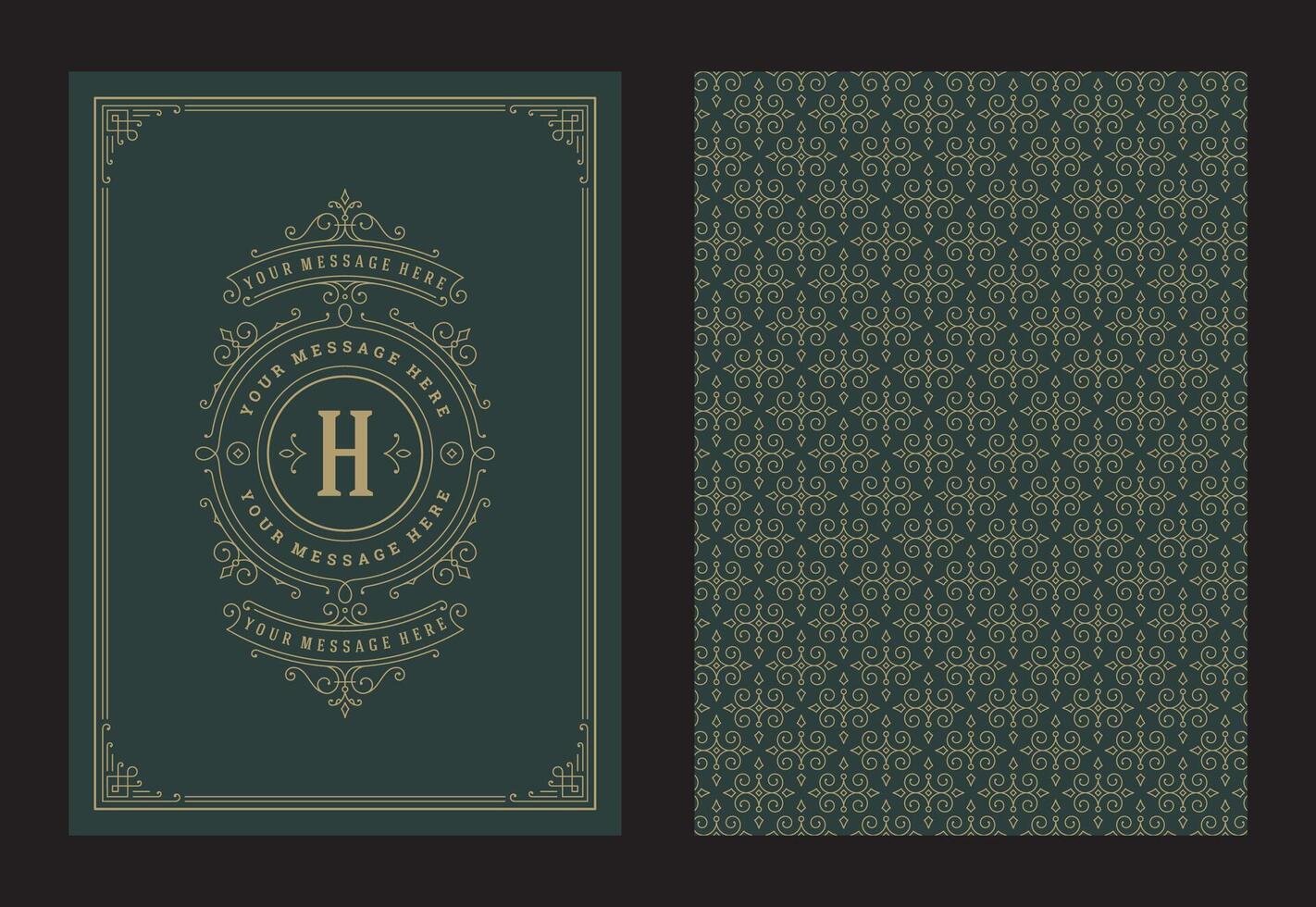 Vintage ornament greeting card calligraphic ornate swirls and vignettes frame design template vector