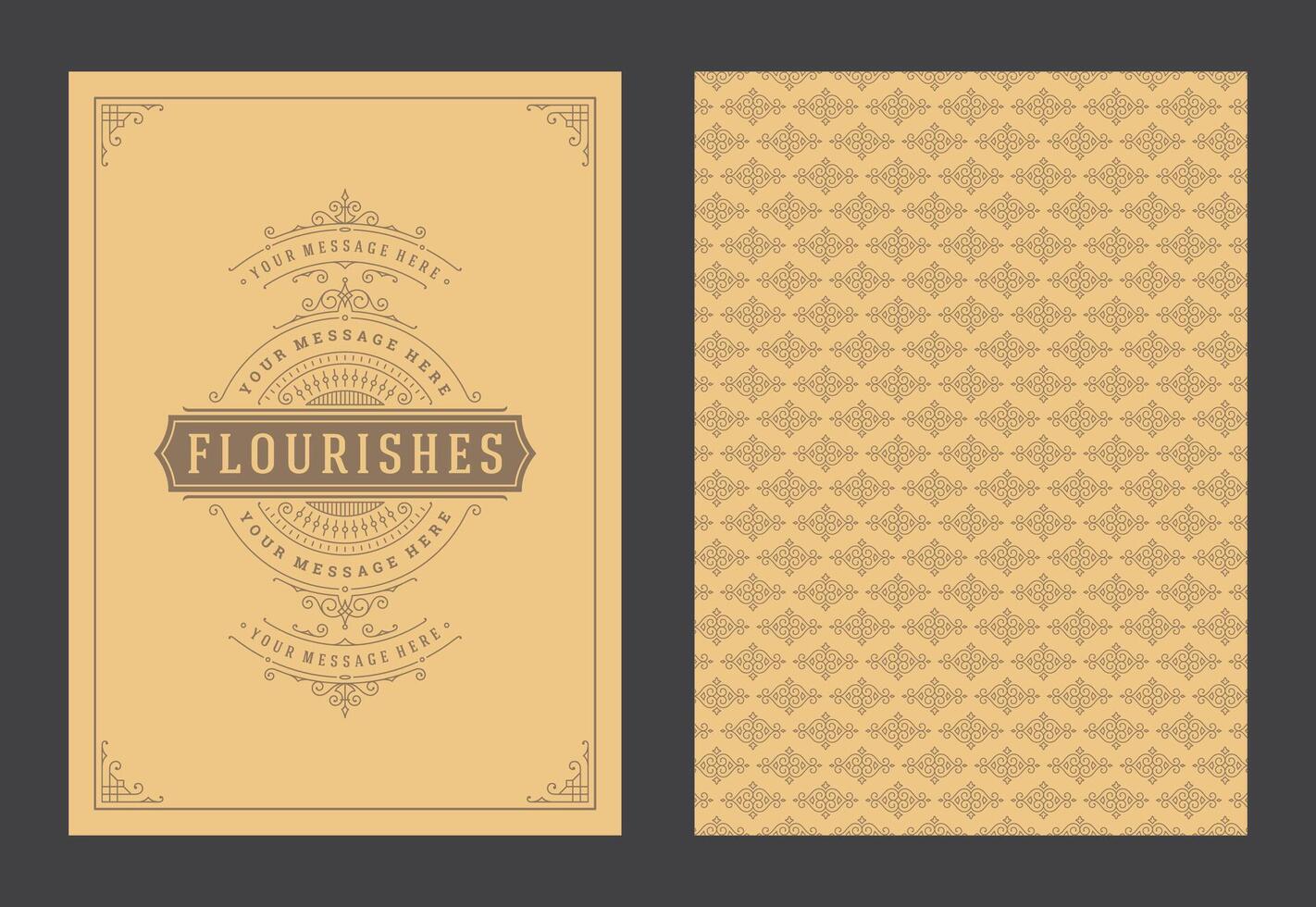 Vintage ornament greeting card calligraphic ornate swirls and vignettes frame design template vector
