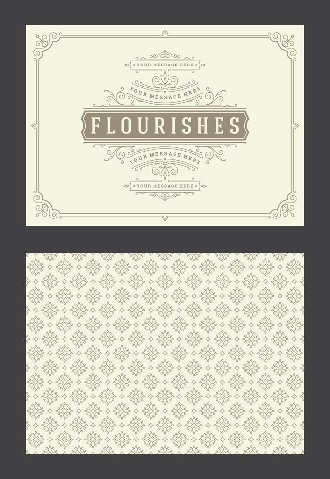 Vintage ornament greeting card calligraphic ornate swirls and vignettes frame design template vector