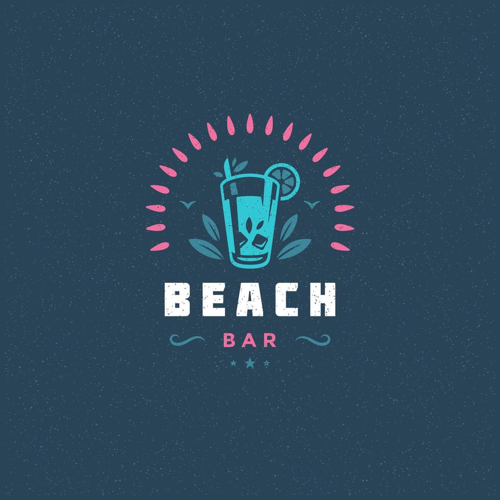 Beach bar label or badge typography slogan design for poster vector