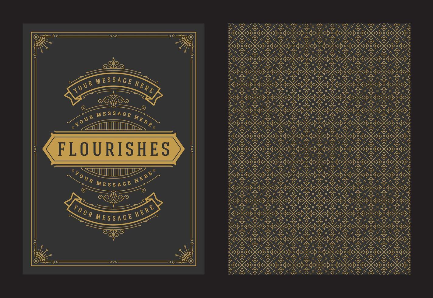 Vintage ornament greeting card calligraphic ornate swirls and vignettes frame design template vector