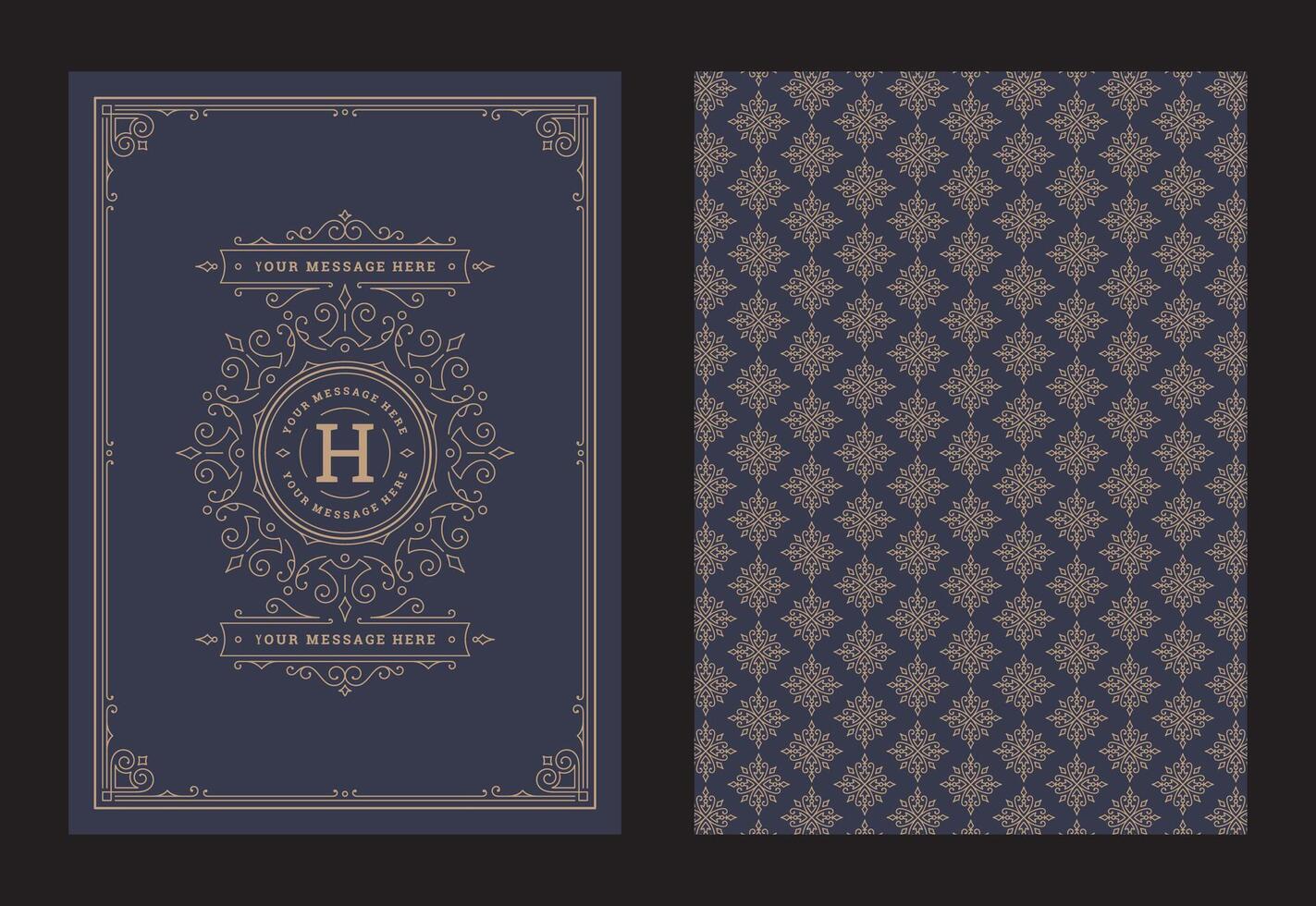 Vintage ornament greeting card calligraphic ornate swirls and vignettes frame design template vector