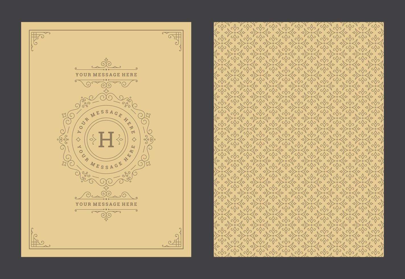 Vintage ornament greeting card calligraphic ornate swirls and vignettes frame design template vector