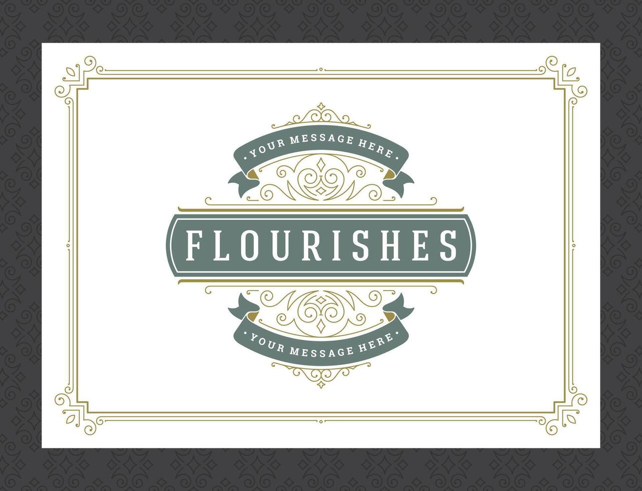 Vintage ornament greeting card calligraphic ornate swirls and vignettes frame design template vector