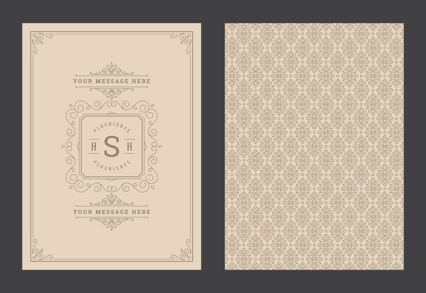 Vintage ornament greeting card calligraphic ornate swirls and vignettes frame design template vector