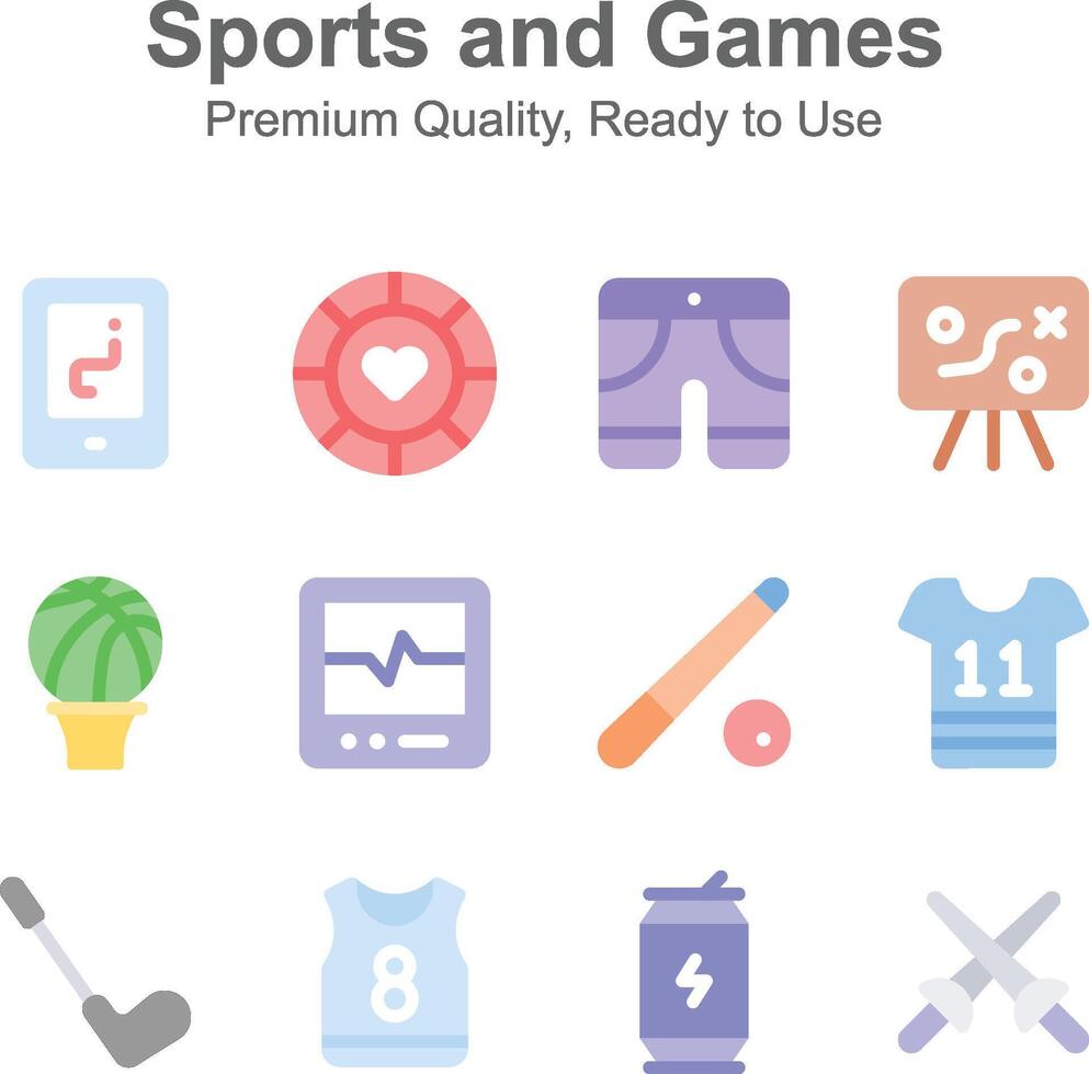 Creatively crafted sports and games icons set, ready to use vectors