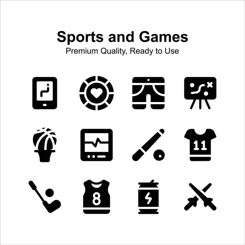 Creatively crafted sports and games icons set, ready to use vectors