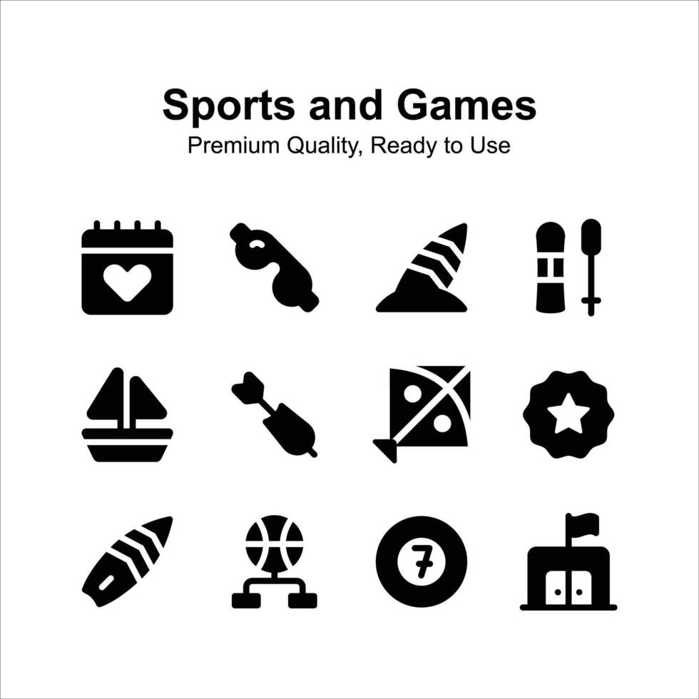 Sports and games icons set up for premium use vector