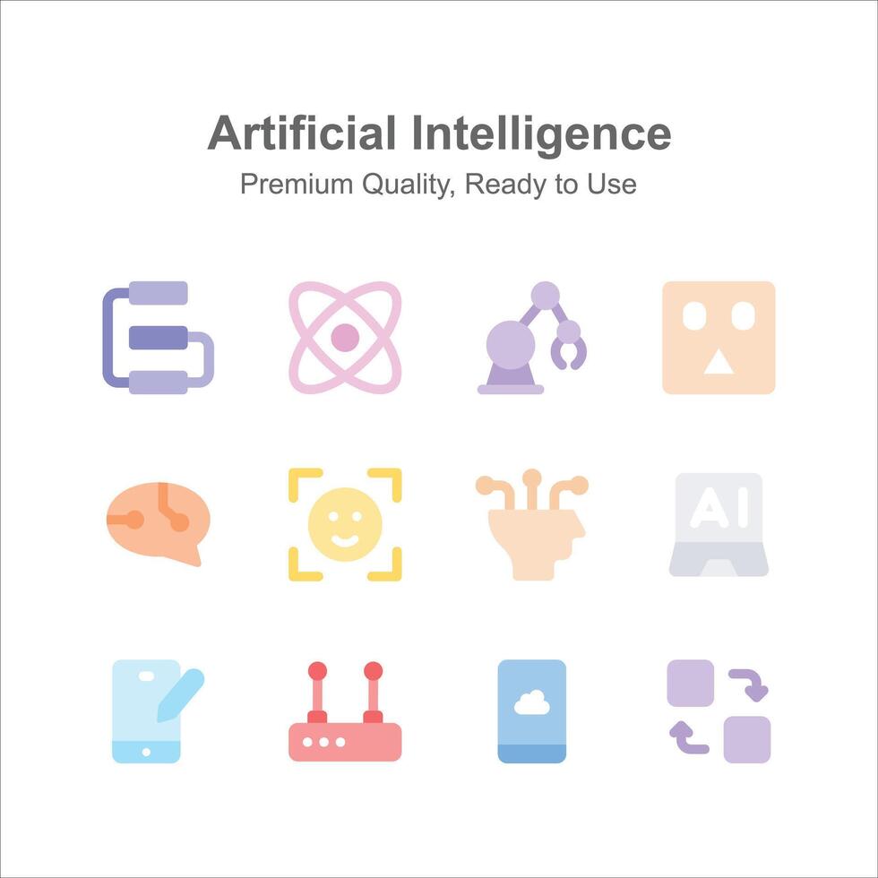Artificial Intelligence icons set isolated on white background vector
