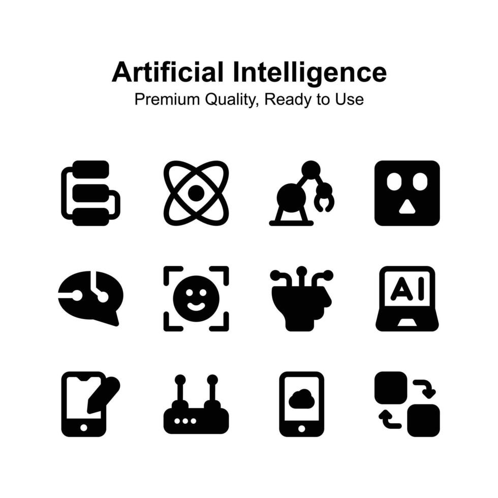 Artificial Intelligence icons set isolated on white background vector