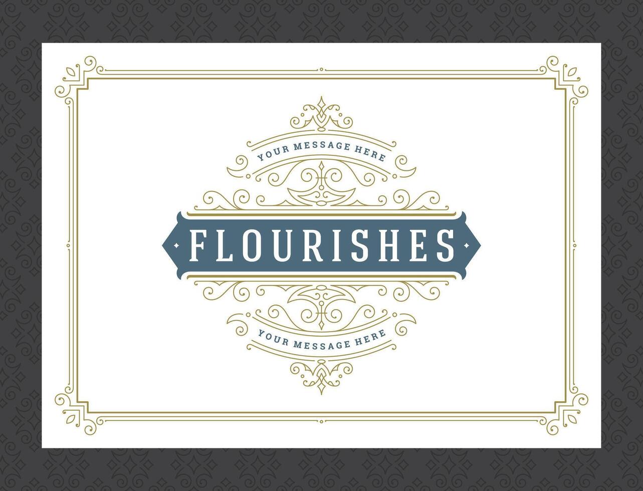 Vintage ornament greeting card calligraphic ornate swirls and vignettes frame design template vector
