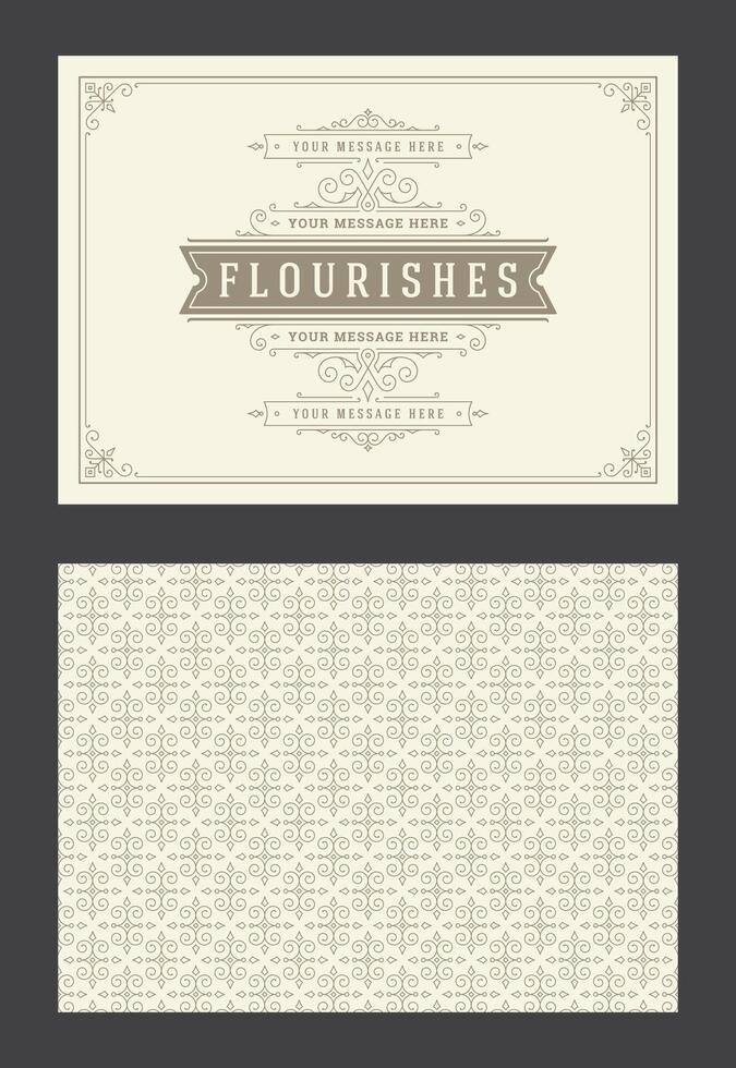 Vintage ornament greeting card calligraphic ornate swirls and vignettes frame design template vector