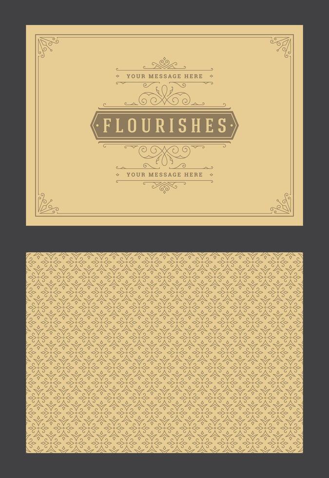 Vintage ornament greeting card calligraphic ornate swirls and vignettes frame design template vector