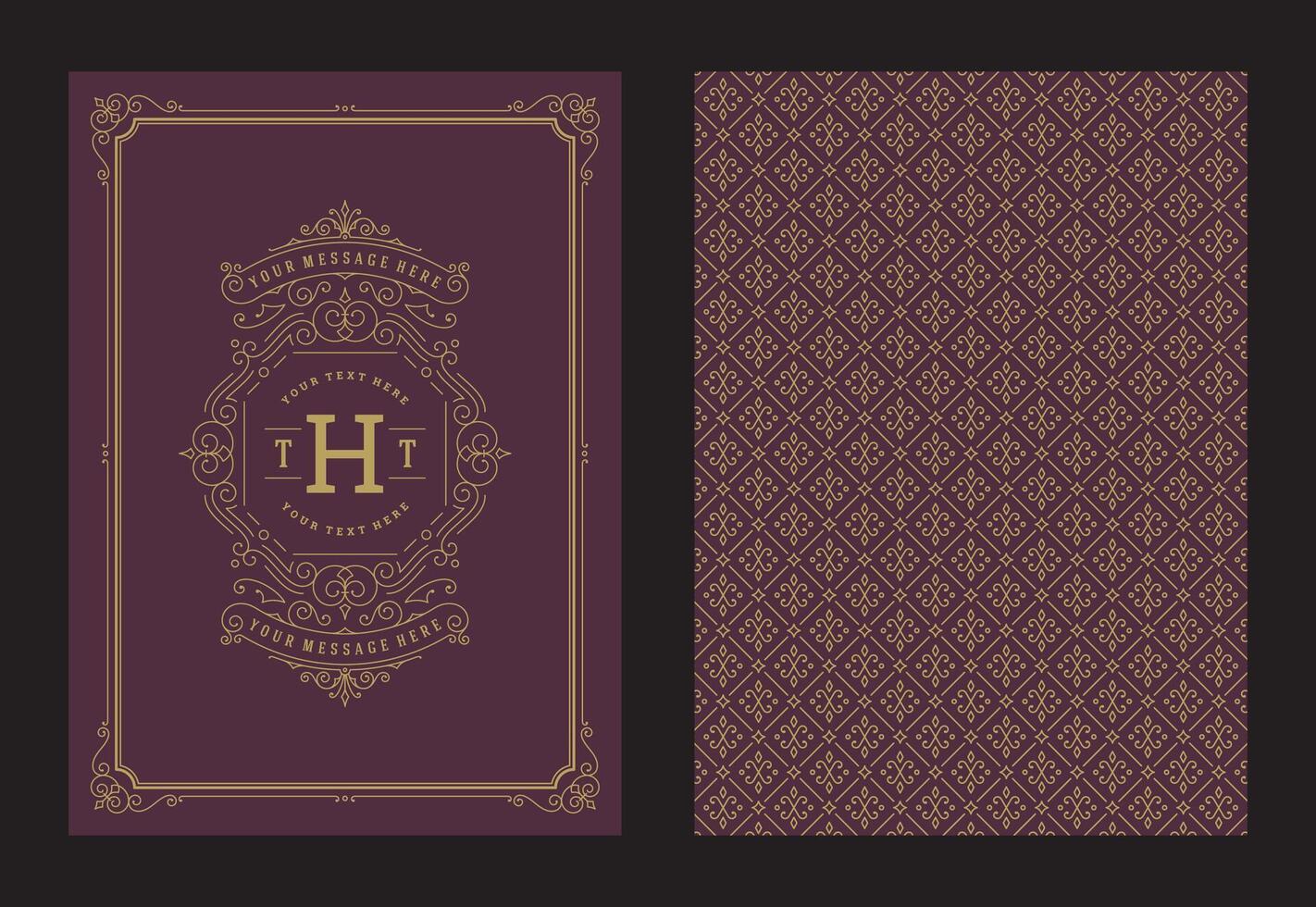 Vintage ornament greeting card calligraphic ornate swirls and vignettes frame design template vector