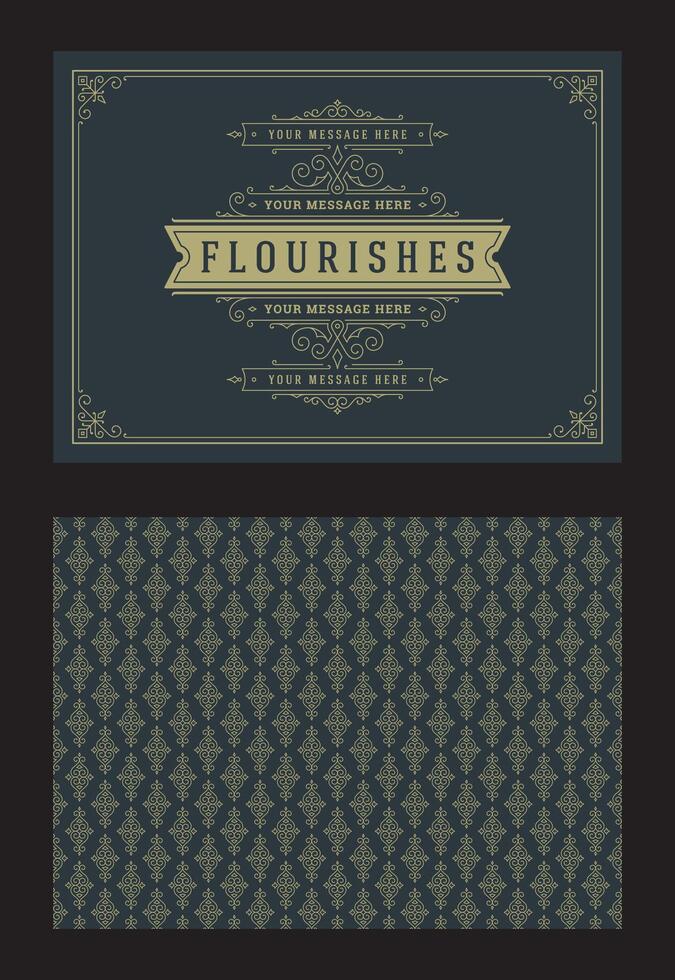 Vintage ornament greeting card calligraphic ornate swirls and vignettes frame design template vector