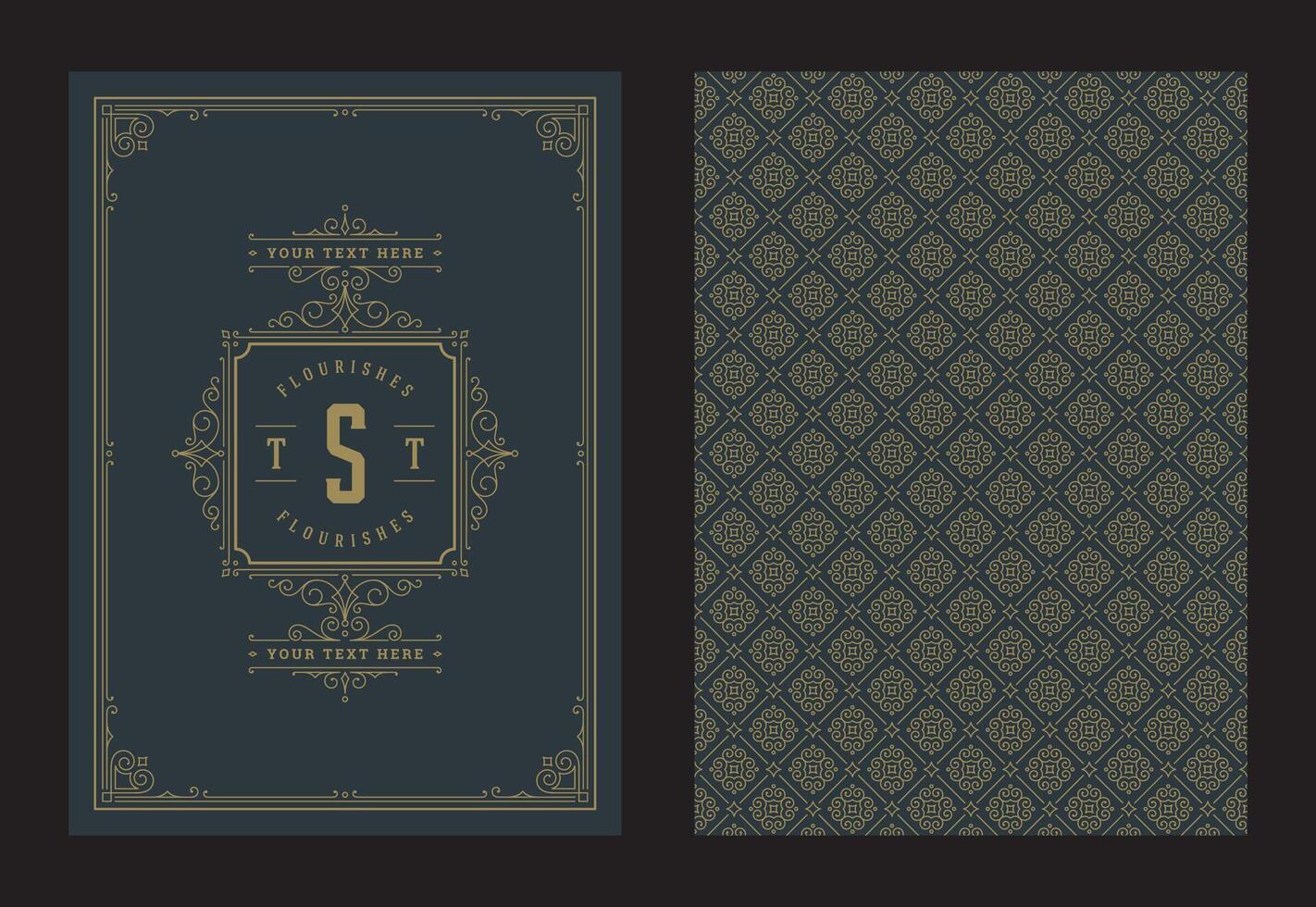 Vintage ornament greeting card calligraphic ornate swirls and vignettes frame design template vector