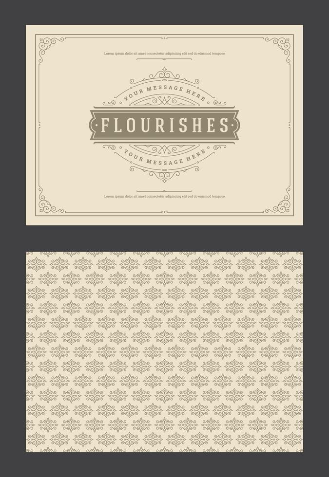 Vintage ornament greeting card calligraphic ornate swirls and vignettes frame design template vector