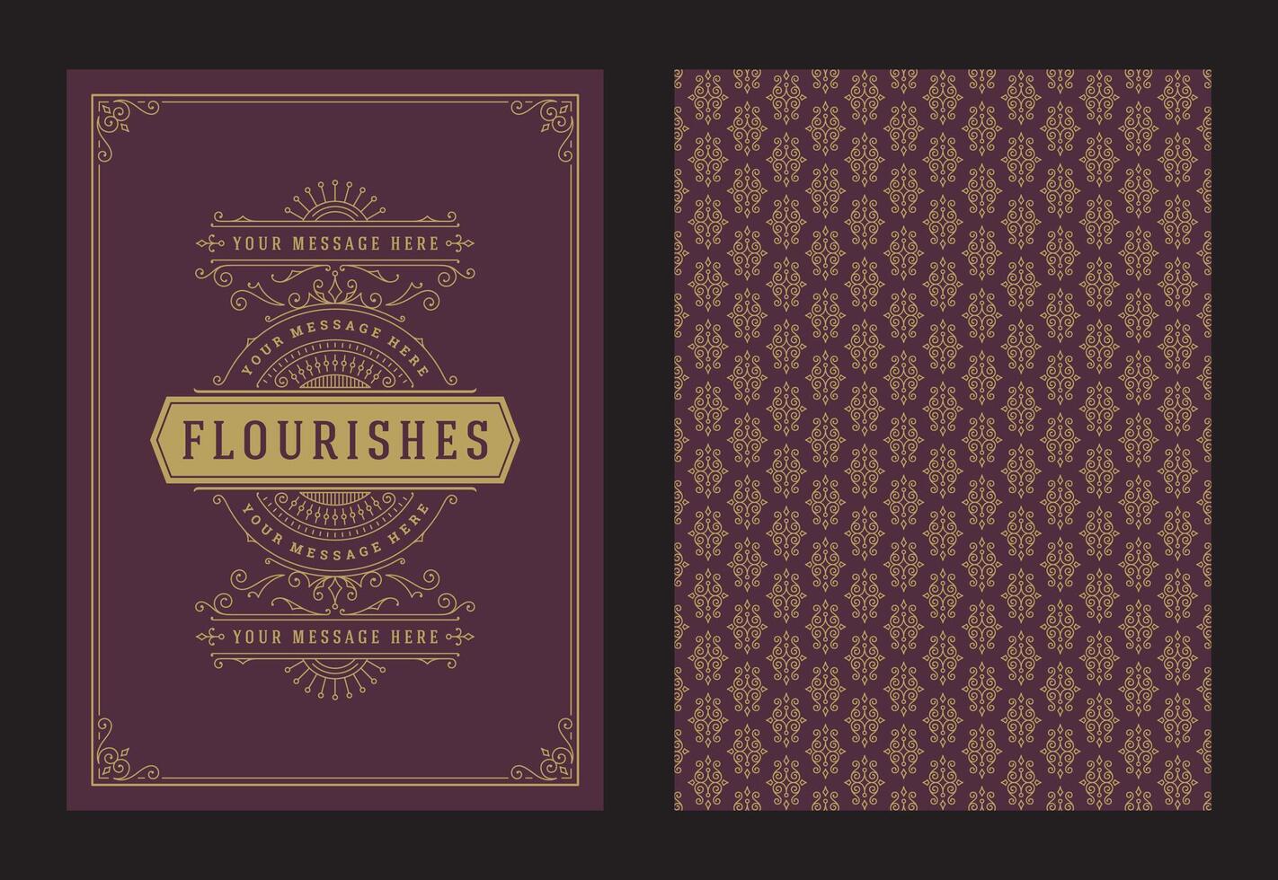 Vintage ornament greeting card calligraphic ornate swirls and vignettes frame design template vector